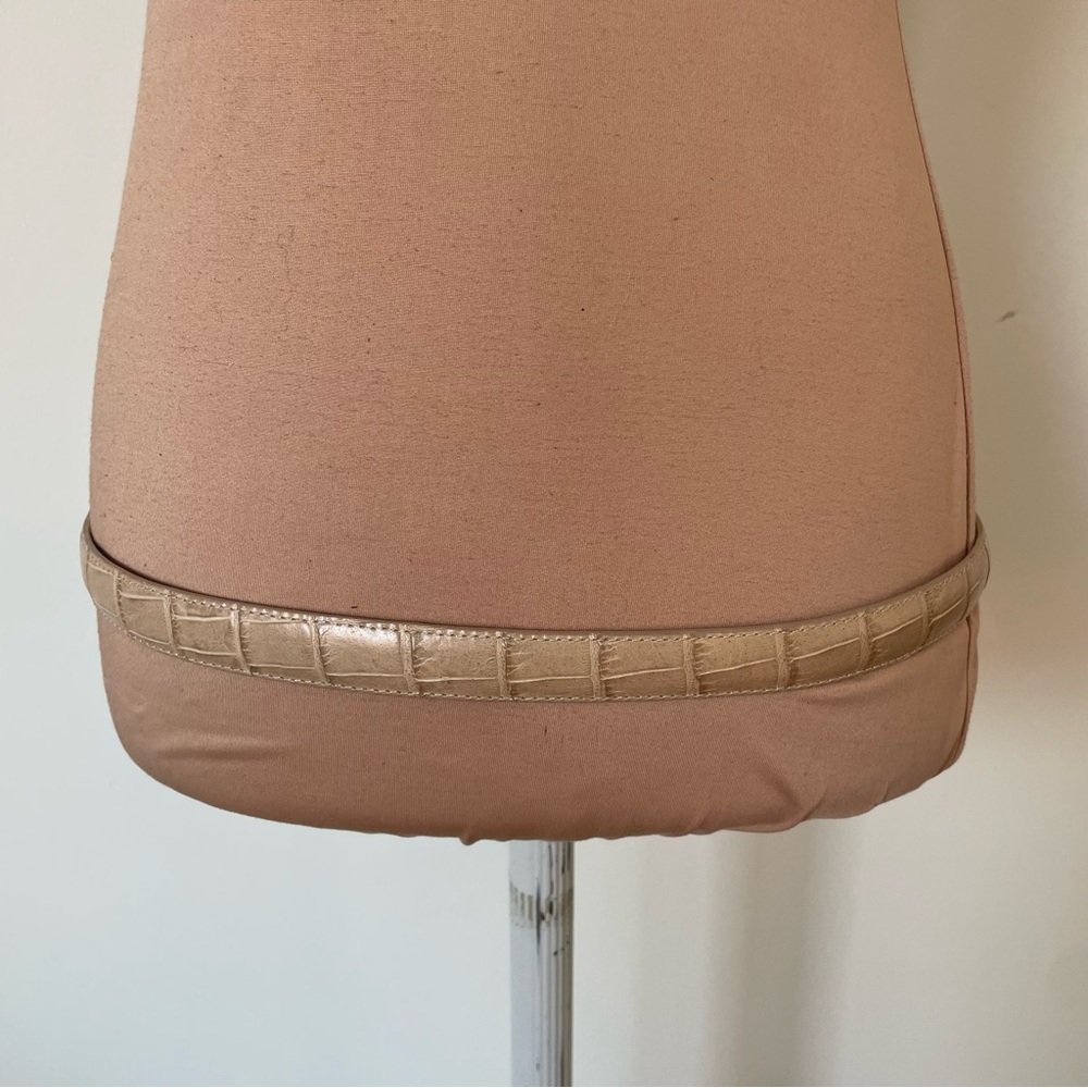 Brighton Vintage Croc Embossed Beige Leather Silver Leaf Etched Belt Size ML 32 - Picture 3 of 7